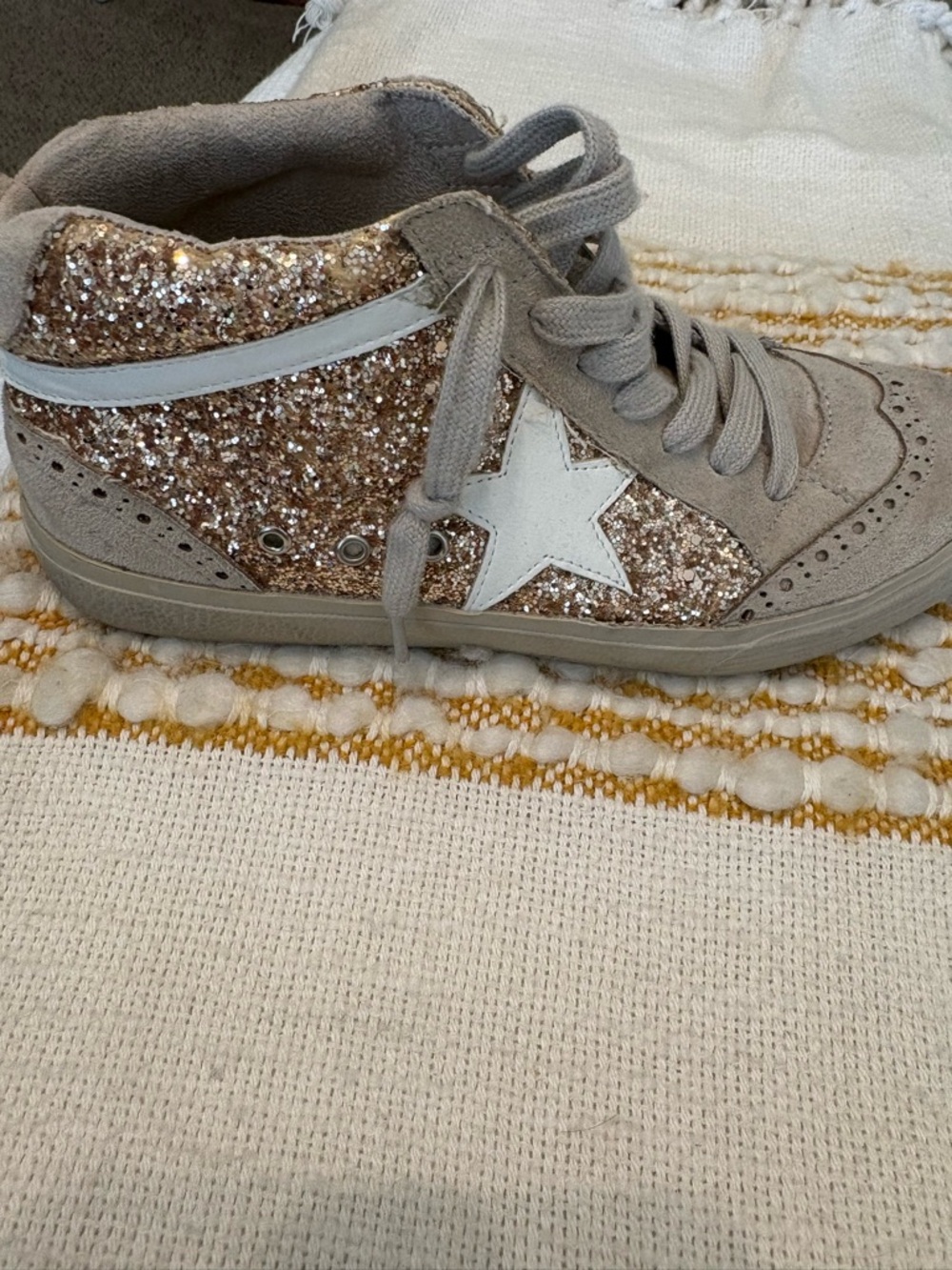 Women’s Glitter High-Top Sneakers - Rose Gold/Gray